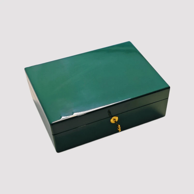 Luxury Emerald Green High-Gloss Wooden Jewelry Box high quality